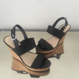 Nine West Luciano Cork Wedge Sandals Size 8.5